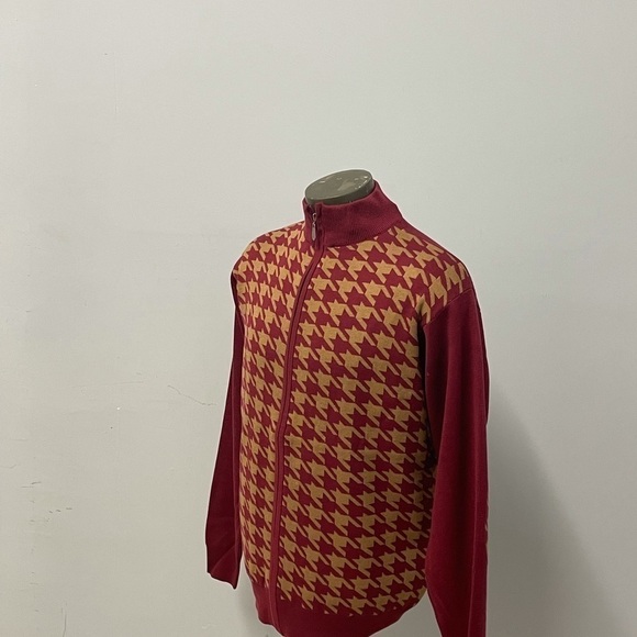 Inserch sweater zipper front burgundy houndstooth regular fit - Picture 2 of 3